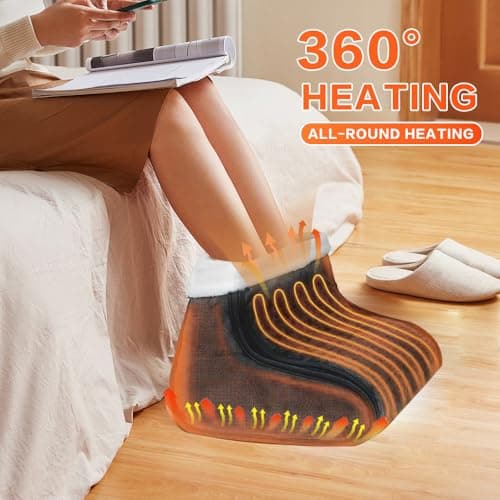 Electric Foot Warmer, Cold Feet Warmers, Cosy Heated Foot Warmer with Removable Lining, 10 Temperature Settings and 3 Timer Settings, Heated Foot Warmers for Women Men Winter Home Office, Black — view 5