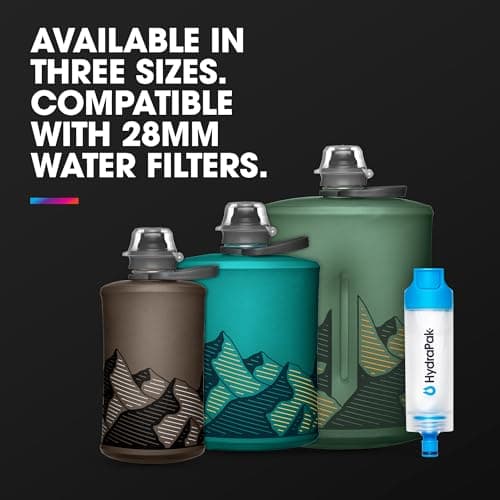 HydraPak Foldable Water Bottle - 1L - Ultra Light, Leak-proof, BPA Free, Filter Compatible Travel & Hiking Bottle - Glacier Blue — view 5