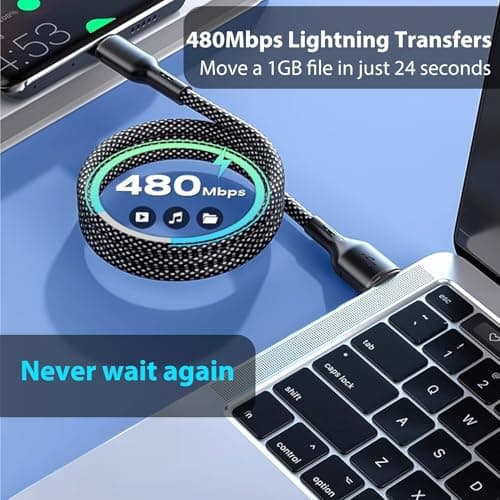 60W Magnetic USB C Cable, Elastic Retractable Coiled USB-A to USB-C Leads — view 3
