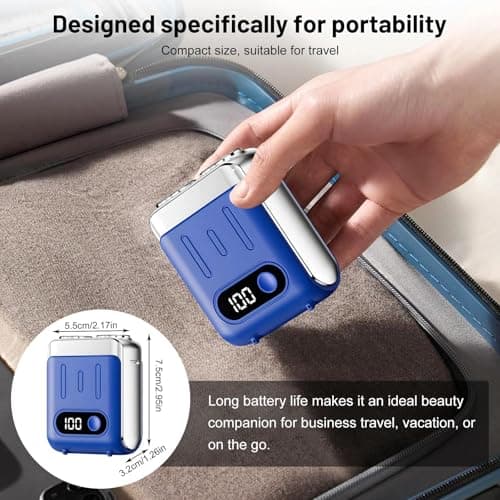 Mini Mens Shavers Electric Cordless Rechargeable, Travel Razor, Mens Razors for Shaving, Wet & Dry Head Shavers, Beard Trimmer (Blue) — view 2