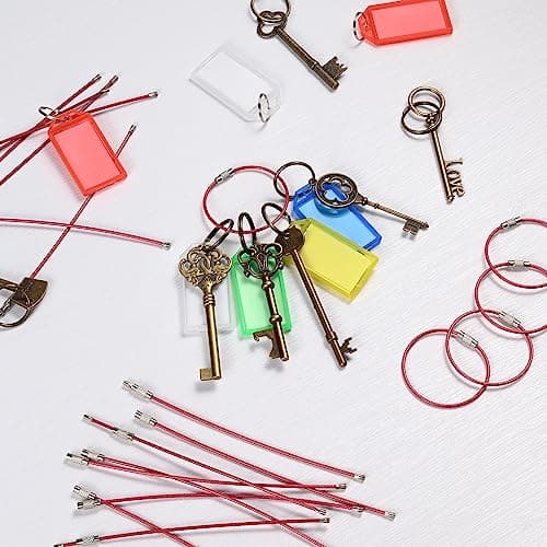 luvtree 5.9in/15cm Stainless Steel Keychain Cable,Wire Diameter 2mm Metal Key Ring Loop Suitable for Sports/Travel/Luggage Tag Holder/ID Tags,Hot Pink — view 2