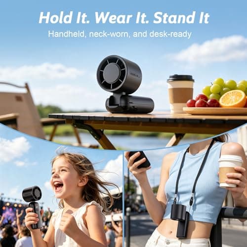 3-in-1 Handheld Fan Portable,5000mAh Rechargeable Personal Fan with High Speed 100-Level Turbo Cooling,12H Runtime,LED Display,Foldable Mini Handheld Fan for Summer Outdoor Travel Essentials — view 6