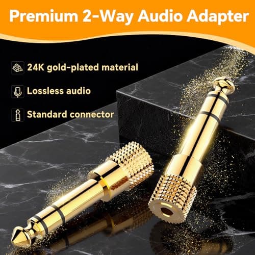 5Pack Headphone Jack Adapter 6.35mm Male 1/4 inch to 3.5mm Female 1/8 inch — view 4