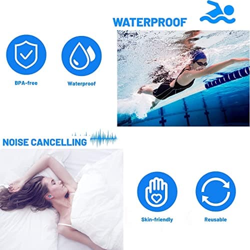 Ear Plugs for Swimming,Sleeping Noise Cancelling,Snoring,Shoting,Working, Reusable Silicone Earplugs, Super Soft Ear Plug for Noise Reduction, Ears Protection (6 Colors) — view 3