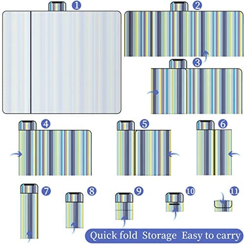 GUSUWU Picnic Blanket Waterproof Beach Rug 200×200cm Picnic Mat Washable Lightweight With Handle Blue Vertical Stripes Suitable for Hiking Travel Outdoor Camping, Park — view 6