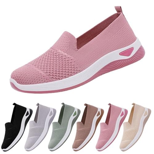 cfpqv Slip On Trainers Women's Orthopaedic Shoes Lightweight Mesh Sports Shoes Breathable Trainers Walking Shoes Gym Fitness Running Shoes Running Walking Road Running Shoes Bequme Slip-On Shoes Size