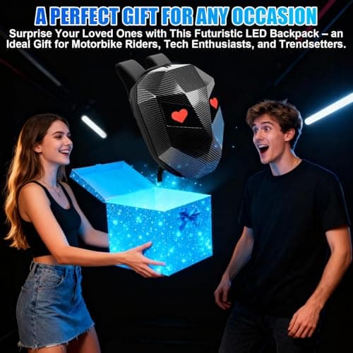 WODHMIEY LED Motorcycle Backpack Gift Idea for Men & Teenagers, Programmable Pixel Display Helmet Backpack 3D Hard Shell & Carbon-Fiber Look, Water-Resistant Laptop Daypack for Travel School Daily Use — view 4