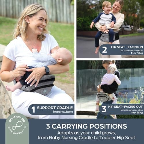Dreambaby Up & Go Baby Hip Seat Carrier – Lightweight Toddler Holder with Storage Pockets, Ergonomic Design, Wide Adjustable Waistband – Suitable for Children 3.5-18kgs — view 2