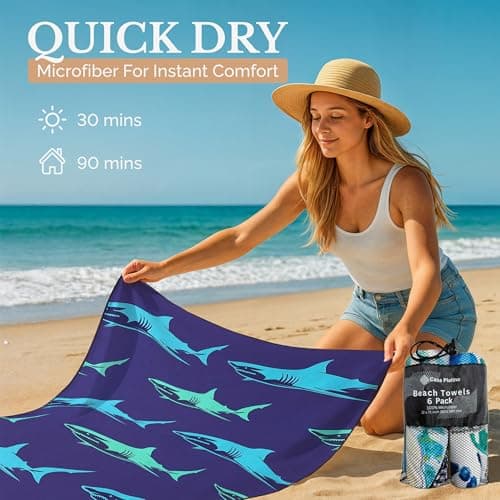 Casa Platino Beach Towels 6-Pack Extra Large – 71"x32" Lightweight, Quick-Dry & Sand-Free Microfiber – Soft, Double-Sided Swim, Pool & Travel Towels for Camping, Vacation & Beach Essentials – Muara — view 5