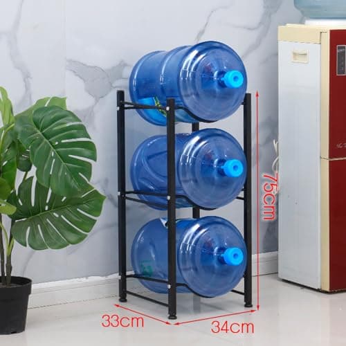Proyatech 3-Tray Water Jug Rack, Storage 5 Gallon Water Cooler Bottle Holder Stand, 3-Tier Heavy Duty Carbon Steel 5 Gal Water Bottle Organizer for Home, Office, Kitchen, Warehouse(Black 3 slot) — view 2