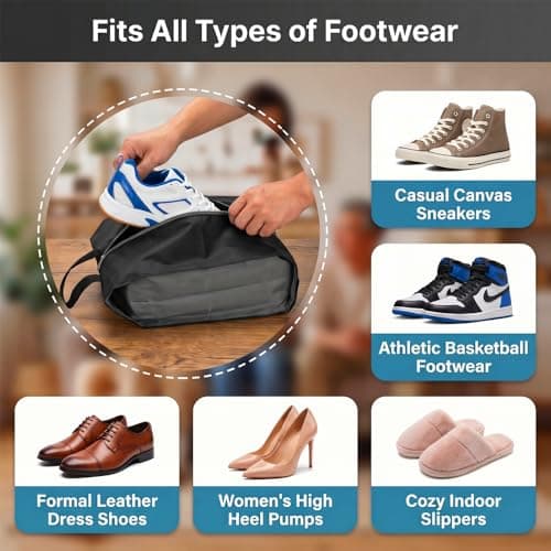 8 Pack Reusable Shoe Bags for Travel with Smooth-Zipper, Waterproof Gym Ba & Work – Essential Travel Accessories for Family Vacations, Football Boot Bag, Golf Shoe Bag, Boot Bag Rugby, Golf Shoe Bag — view 4