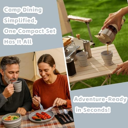 6 in 1 Foldable Camping Mess Kit Stainless Steel Cutlery for Travel Picnic — view 4