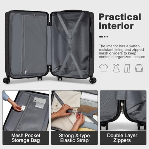 Supercase Hand Cabin Luggage Lightweight Hard Shell Carry On Suitcase Trolley with TSA Lock Spinner Wheels — view 5