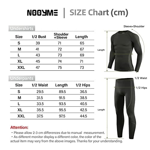 NOOYME Men's Thermals Base Layers Ski Compression Top & Bottoms Set — view 6