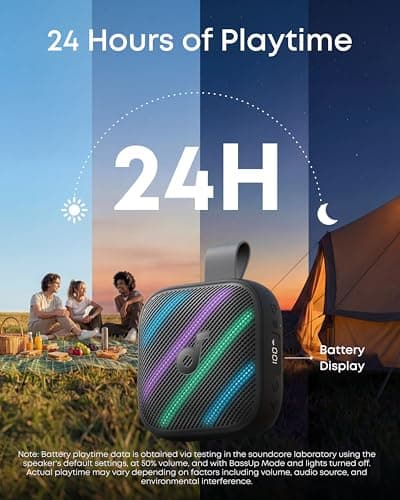 soundcore Boom Go 3i Portable Bluetooth Speaker by Anker, 24H Playtime, 15W Punchy Sound, Emergency Charging, Powerful BassUp 2.0, Bluetooth 6.0, IP68 Waterproof for Hiking/Cycling/Camping (Black) — view 3
