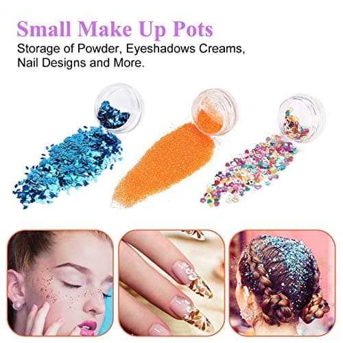 50 Pieces Sample Pots, Empty Cosmetic Jars Set Clear Round Travel Pots for Creams and Powder, 5g/5ml Small Sample Containers Plastic Jars with Lids for Women Make-Up Glitter Nail Art Storage Bottles — view 6