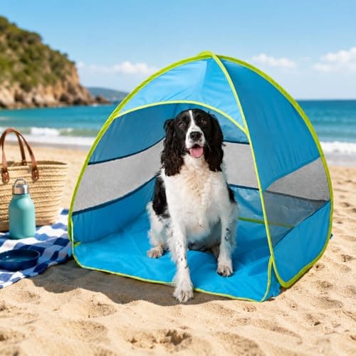 BBSK Pop Up Pet Tent for Dogs & Cats, Large 90x70x70cm, Portable Foldable Shelter, Breathable Mesh, Blue, for Beach, Camping & Backyard — view 5