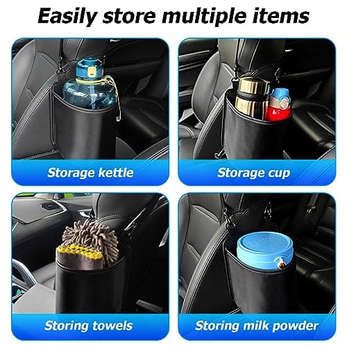 BESULEN Car Seat Side Large Cup Holder, Hanging Storage Bag for Drink Water Bottle Baby Stuff, Multi-Functional Auto Organizer with Waterproof Liner, Universal Car Accessories Road Trip Essentials — view 6