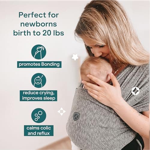 Koala Babycare Baby Sling Easy to Wear - Certified Ergonomic Support - Multi-Purpose Stretchy Baby Carrier Suitable up to 9 kg - Baby Wrap Carrier for Newborn - Anthracite - Registered Design — view 4