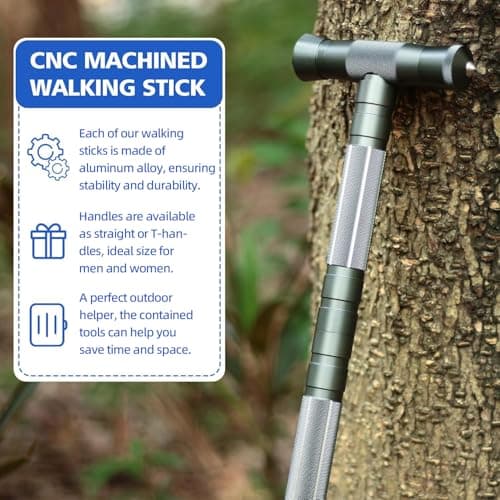aiGear Tactical Stick 5 Tubes Gray Aluminum with 3 Hiking Equipment Tools — view 3