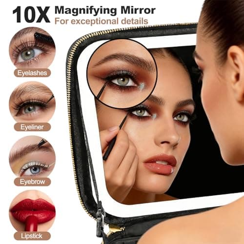 Travel Makeup Bag with LED Mirror, Portable Cosmetic Bag Make up Organizer — view 4
