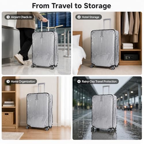 Yunmoli Clear Luggage Cover 20 Inch, Heavy Duty PVC Transparent Suitcase Protector, Waterproof & Dustproof Cabin Case Sleeve, Scratch-Resistant Travel Accessories — view 6