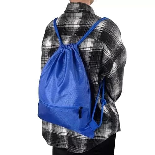 FATASH Large Drawstring PE Bag with Zipper Pocket, Waterproof Swimming & Gym Bag, Kids & Adult Unisex Design, Rucksack For School, Outdoor, Sports & Travel Orange — view 6