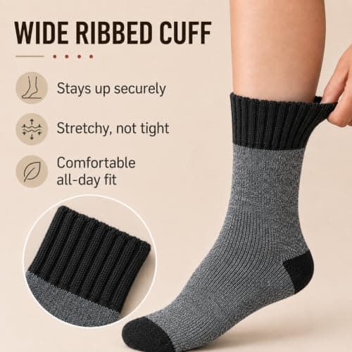 Fjquamitix 5 Pairs Thermal Socks For Men Thick Winter Warmth Wool Socks — view 3