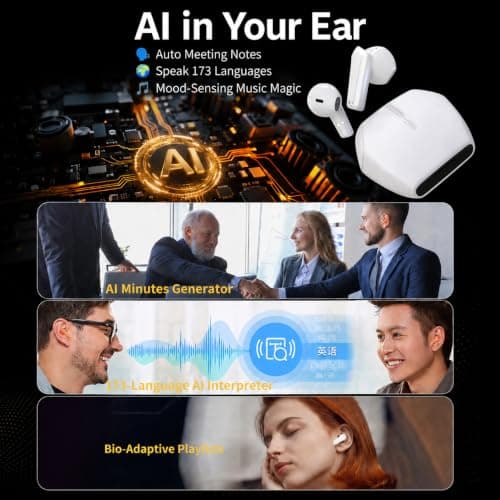 BUDZ Bluetooth 6.0 Semi-In-Ear Wireless Earbuds, 10mm PU+PEK Dual-Composite Drivers, ENC Dual-Mic Calls, 40H Playtime, 10-Min Quick Charge, Low-Latency Mode, Leather-Grain Polygonal Charging Case — view 5