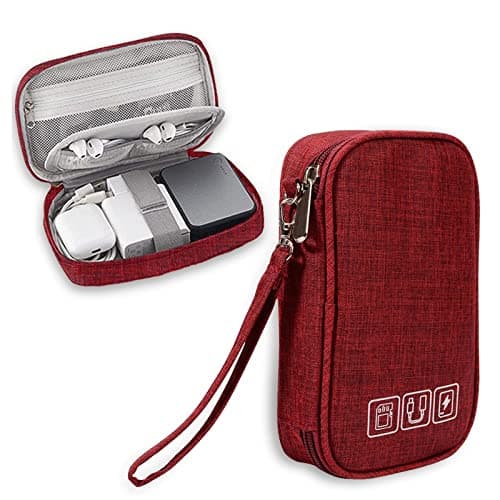 NEUSID Small Travel Cable Organiser Bag, Cable Pouch, Electronics Accessories Organizer Carry Bag, 3 Layers Pouch Storage All-in-One Gadget Storage Bag for Cable, Cord, Charger, Phone, Earphone
