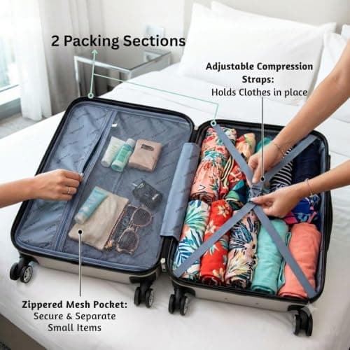 DK Luggage Carry-on 20” Cabin Virgin Atlantic, EasyJet, BA, Jet 2 Hard Shell Hand Luggage Suitcase 4 Wheel Spinner Luggage ABS25 (Gold, 20" Carry-on) — view 5