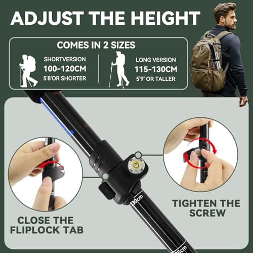Folding Walking Sticks for Men and Women,2-Pack Adjustable Poles for Hiking — view 4