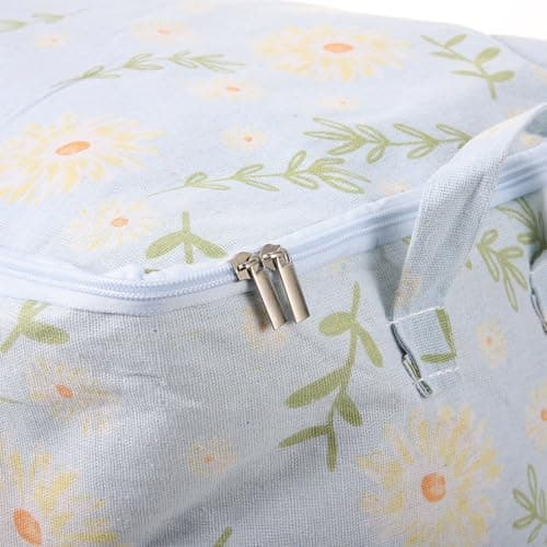CHILDWEET Clothes Storage Bag Space-saving 38l with Zipper Closure Cotton Blue Blanket and Quilt Organizer for Home Use Suitable for Packing and Bedroom Storage — view 4