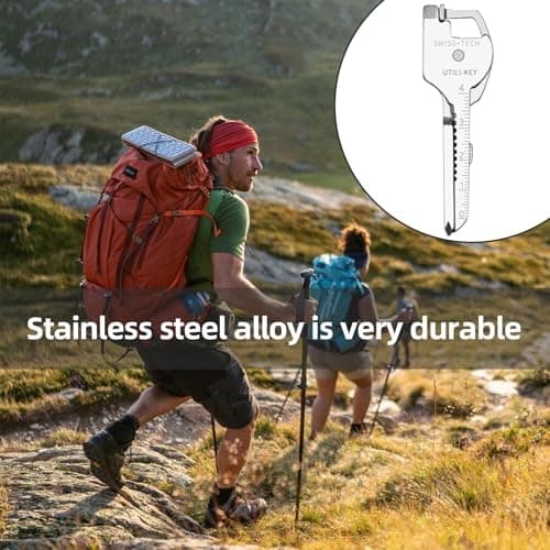6 in 1 Keychain Multitool,Mini EDC Multi Tool Keychain,Stainless Steel Keychains Utility Gadget,Portable Pocket KeychainTool for Men,Women,Outdoor Activities,Daily Use (Silver & One Size) — view 4