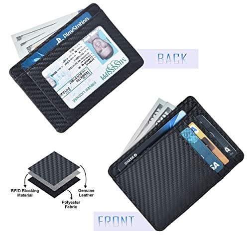Oak Leathers Leather Wallet for Men & Women - RFID Wallet Slim Credit Card Holder 1 ID Window Thin Wallets Front Pocket — view 4