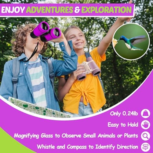 Binoculars for Kids, Kids Binoculars toys for 3 4 5 6 7 8 Years Boys and Girls, Set with Magnifying Glass & Compass - Birthday Gifts Outdoor Toy for Kid Ages 3-8 Toddler Camping — view 4