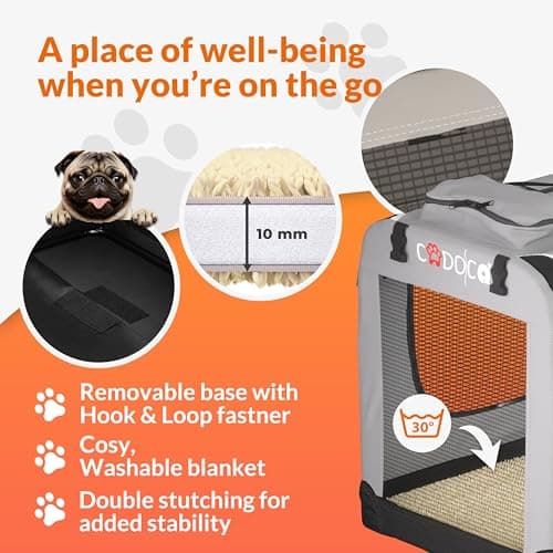 CADOCA Dog Crate Carrier, Car Foldable Travel Cage + Bowl, XXXL Grey — view 5