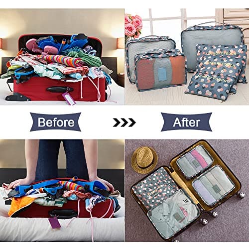 Vicloon Luggage Organizer, Travel Organizers, Suitcase Organizer Include Travel Packing Cubes and Compression Bags, Blue Grey, 40 * 30 * 13,31 * 28 * 13,30 * 20 * 13,34 * 27,26 * 26,25 * 16 cm — view 5