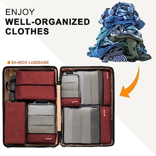 Prezon Compression Packing Cubes, Luggage Organiser Set, Extensible Suitcase Organiser, Packing Organisers for Suitcases, Packing Cubes for Travel or Home Storage — view 6