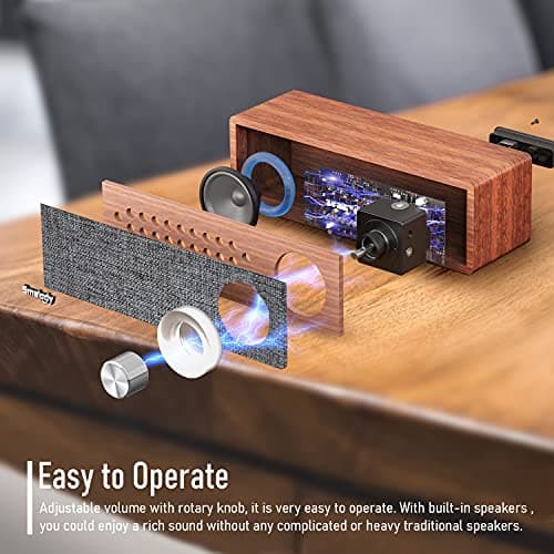 Smalody Wood Retro Bluetooth Speaker, Portable Mini Wireless Sound Box — view 3