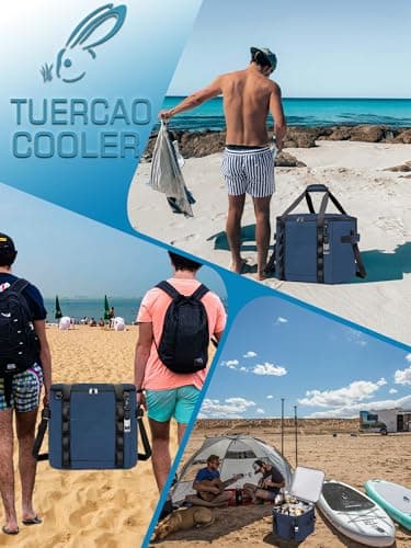 Blue Insulated Soft Cooler Bag 12"x12"x12" Large Leakproof Soft Sided Ice Chest for Travel Beach Camping, 50 Cans Portable Cooler Box for Grocery Shopping, Road Trips — view 5