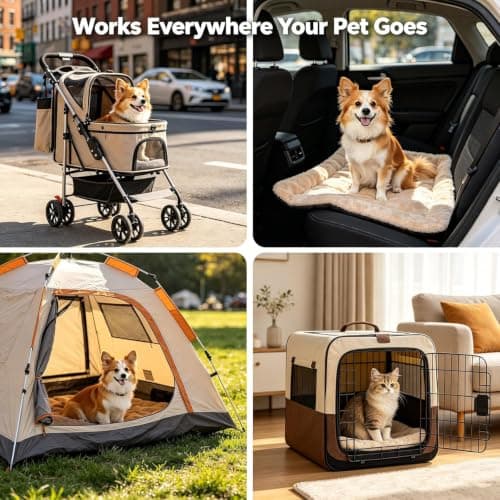 Dog Crate Fan, Rechargeable USB Pet Cooling Fan with Digital Battery Display, 5 Speed Quiet Kennel Fan with 180° Adjustable Airflow for Dog Crates, Carriers, Cages and Travel — view 5