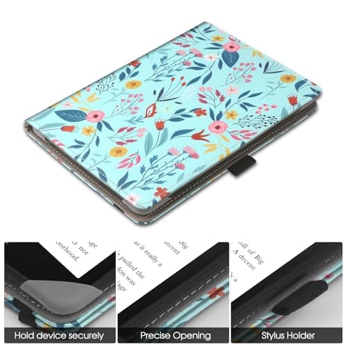 HGWALP Universal Stand Case for 6/6.8/7 inch paperwhite, PU Leather Stand Cover with Handstrap Compatible with All 6" 6.8" 7" Kindle Paperwhite/Colorsoft/Kobo/Pocketook/Sony eReaders-Spring Bloom — view 2