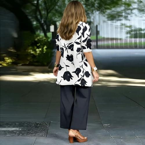 Leisure Wear Sets for Women Uk 3 Piece Outfits Long Sleeve Jacket Vest Top Wide Leg Trousers Co Ord Sets Casual Slim Tracksuit Set Floral Comfy Loungewear Elegant Travel Outfits — view 3