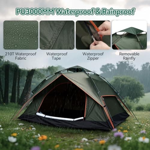 Warmiehomy 2-3 Man Pop Up Tent Double Layer, Green — view 5