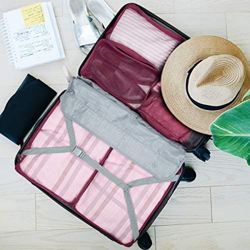 12 PCS Large Packing Cubes for Suitcases Various Sizes Suitcase Organiser Bags Lightweight Waterproof Luggage Organiser Bags (12, Burgundy) — view 2