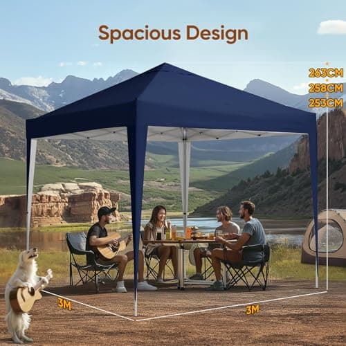Quictent Pop Up Canopy, Portable Waterproof Gazebo with Carry Bag, 3x3m Lightweight Shelter Tent for Parties, Camping, Festivals, Garden Events, Navy — view 4