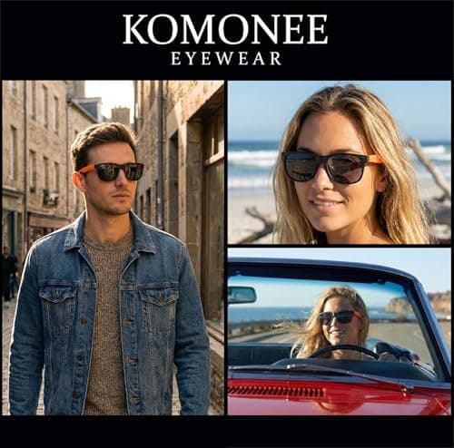Komonee Drifter Sunglasses UV400 Protection Black and Orange Classic Style Retro Sun Shades Eye Glasses Unisex For Men Women Travel & Fashion – Lightweight Frame Fashion Eyewear — view 4