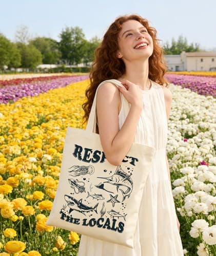 Ocean Shark Canvas Tote Bag - Reusable Grocery Bag Gift for Surfers Divers — view 2