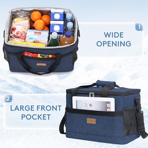 Lifewit Cooler Bag 30 Cans Collapsible and Insulated Large Lunch Bag Leakproof Soft Cooler Portable for Camping/BBQ/Family Outdoor Activities, Dark Blue — view 5